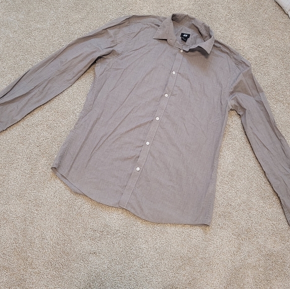 H&M Mens Button Up Easy Iron Long Sleeve Shirt Size Large - Picture 2 of 5